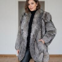 Pelliccia vintage anni'80, vera volpe argentata