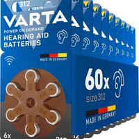 60 Batterie Pile VARTA 312 per Apparecchi Acustici