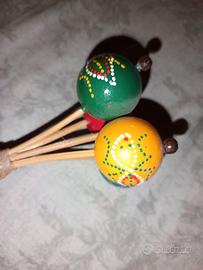 Maracas Di Legno GXGM - 2 Pezzi Sonagli Musicali, Giocattoli Educativi Per Bambini, Strumenti Percussione