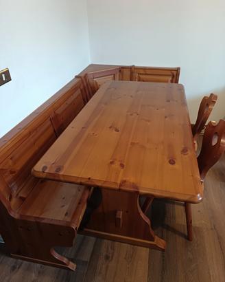 Tavolo più cassapanca in legno massello 