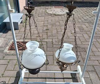 vecchi lampadari ottone 