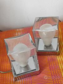 Coppia lampade con cubo in vetro design