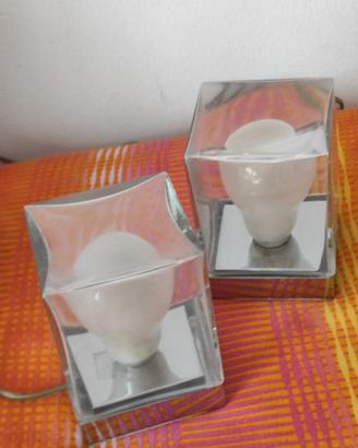 Coppia lampade con cubo in vetro design