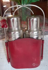 thermos doppio vintage da viaggio 26x20 in pelle