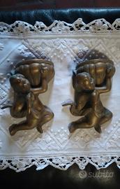 Putti acquasantiere bronzo meta xx se 