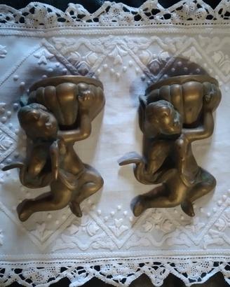 Putti acquasantiere bronzo meta xx se 