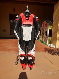 tuta moto 54 alpinestars intera pelle techair 