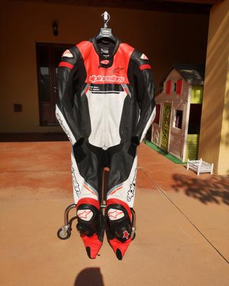 tuta moto 54 alpinestars intera pelle techair 