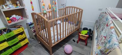 Lettino neonato in legno + Materasso + Cassettone
