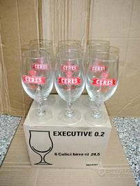 Set Completo 6 Bicchieri Di Vetro Birra Ceres