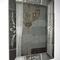 1950 Specchio rettangolare con incisioni  Venini