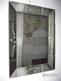 1950 Specchio rettangolare con incisioni  Venini