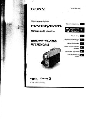 Manuale videocamere SONY HANDYCAM DCR