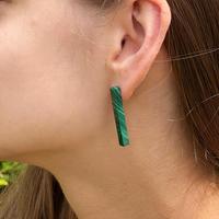 Orecchini in malachite, pietra naturale, titanio