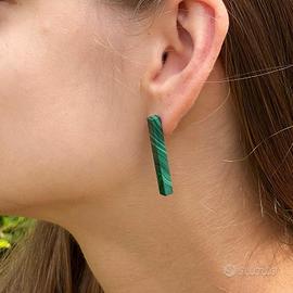 Orecchini in malachite, pietra naturale, titanio