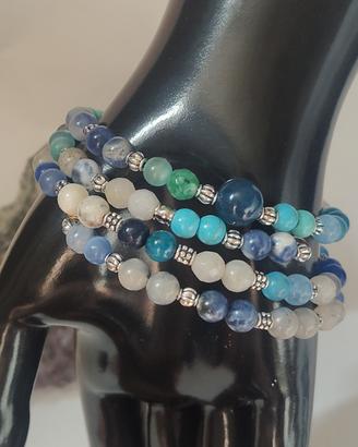 bracciale Memory wire azzurro agata,acciaio 