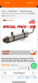 Silenziatore  Akrapovic KTM exc  SX 200 250 300