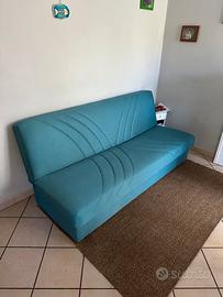 divano letto, piazza e mezza azzurro