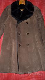 Cappotto montone uomo in vera pelle nabuk. Nuovo.