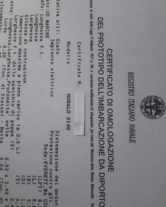 Certificati RINA x navigazione a 12 miglia