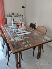 tavolo legno e cristallo 