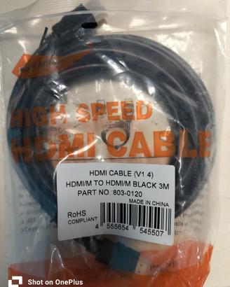 N.02 Cavo HDMI/M to HDMI/M (V1.4) 3 metri