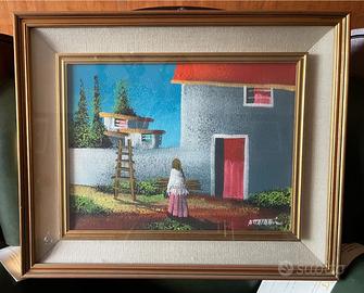 Quadro donna scala muro grigio