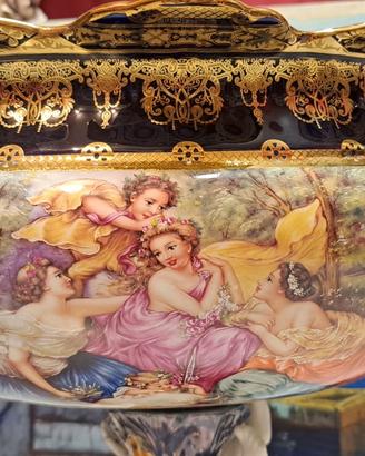vaso barocco son dipinto francese a tutto tondo