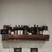 Porta bottiglie e bicchieri in legno