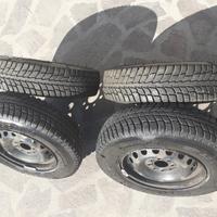 4 gomme 155/80 R13 M+S più cerchi acciaio compresi