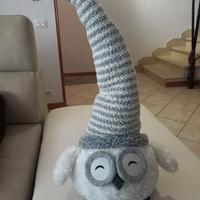 Gufo fermaporta bianco e grigio cm.74