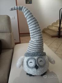 Gufo fermaporta bianco e grigio cm.74