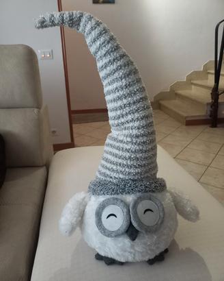 Gufo fermaporta bianco e grigio cm.74