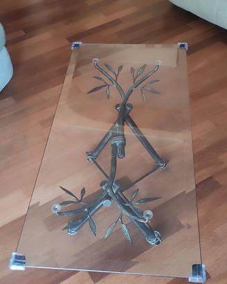 tavolino vetro e ferro battuto