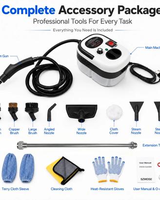 Pulitore a Vapore Portatile 2500W  Alta Pressione