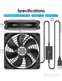 120mm USB Ventilatore 5V con 3 Velocità Regolabili