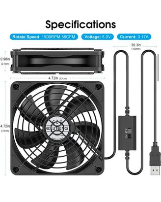 120mm USB Ventilatore 5V con 3 Velocità Regolabili