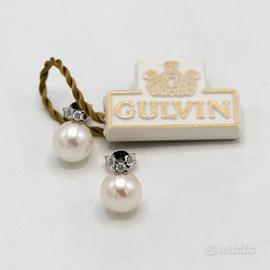 Orecchini HOSHI oro bianco18kt perle diamanti A.90