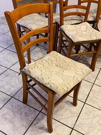6 sedie in pregiato legno di ciliegio + cuscini