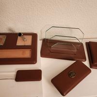 Set scrivania pelle marrone anni '60