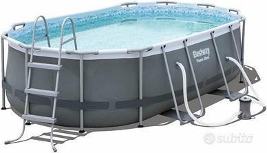 PISCINA BESTWAY OVALE 427x290x100m 7250 lt GRIGIO