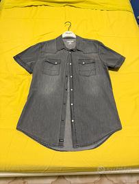 Camicia Jeans Maniche Corte Terranova Grigia L
