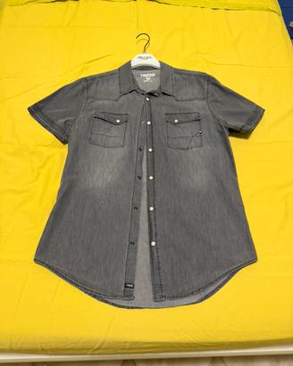 Camicia Jeans Maniche Corte Terranova Grigia L