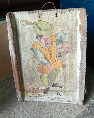 dipinto a mano su grande tegola