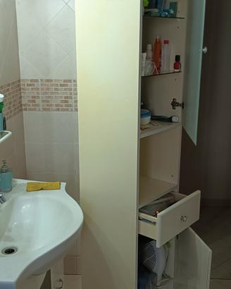 mobiletto da bagno di colore bianco girevole 