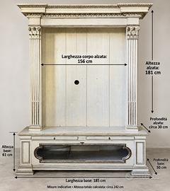 MOBILE PORTA TV CON COLONNE STILE CLASSICO BIANCO