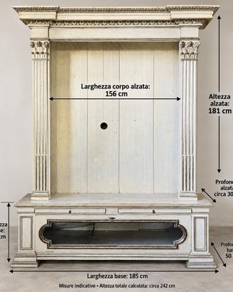 MOBILE PORTA TV CON COLONNE STILE CLASSICO BIANCO