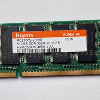 memoria RAM per portatile 512Mb DDR 333MHz PC2700S