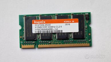 memoria RAM per portatile 512Mb DDR 333MHz PC2700S
