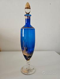 Bottiglia decorativa vintage blu cobalto